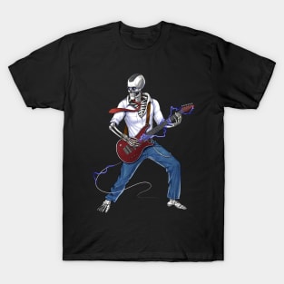 Skeleton Metal Music Guitarist T-Shirt